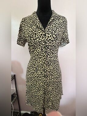 Forever 21 Leopard Print Mini Dress in Tan and Black